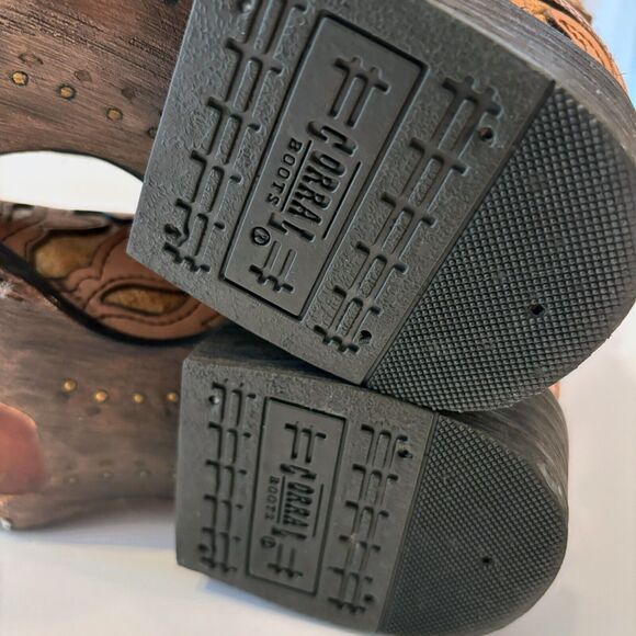 Corral Antique Saddle Metal Cross Square Toe‎ Metal Stud Boots C1167 Size 7 M - Picture 6 of 15